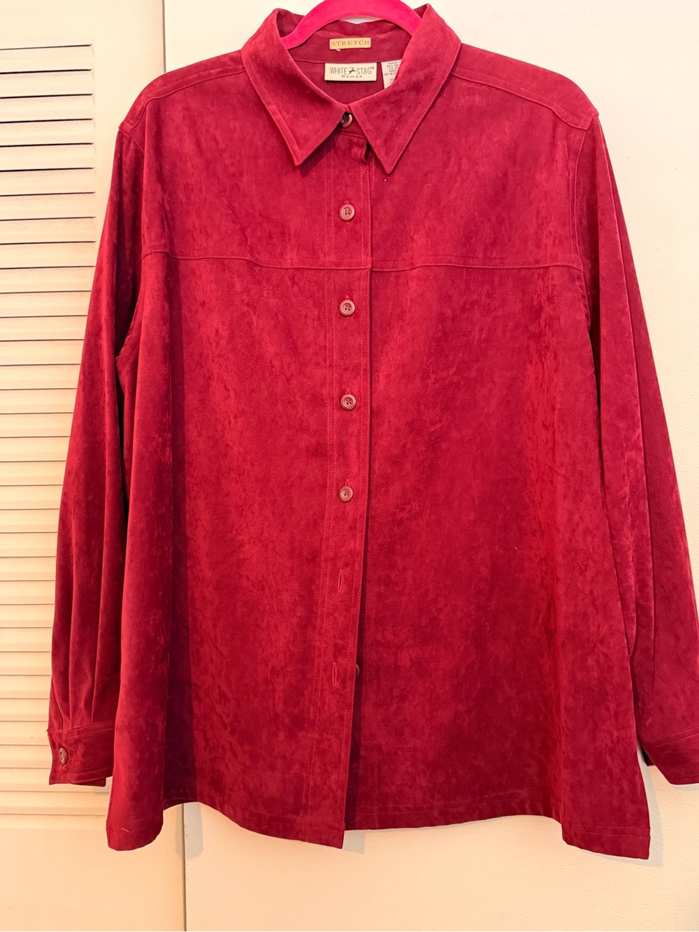 Vintage White Stag Women 18W Burgundy Button Down Shirt